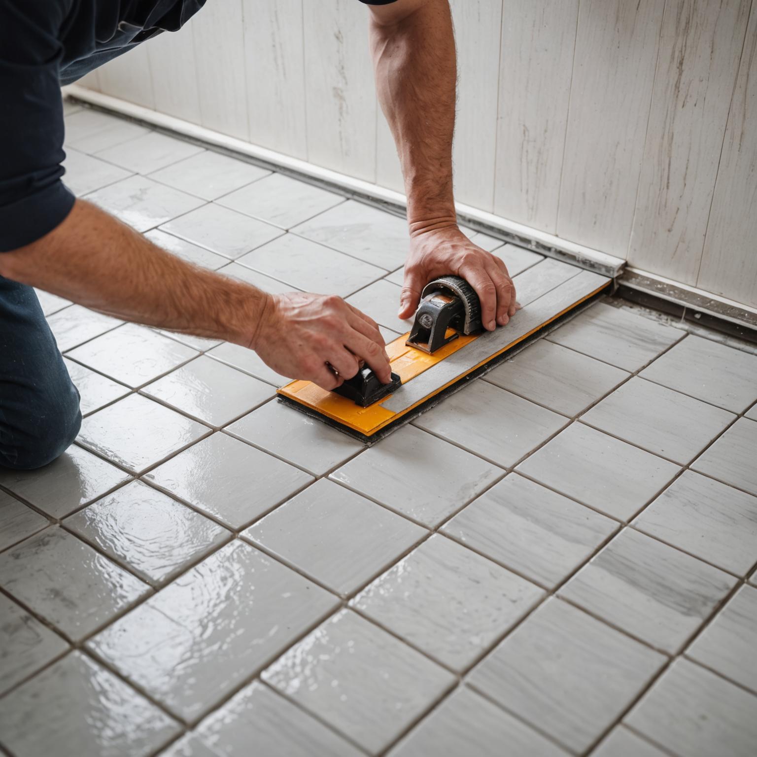 Tile installation in progress